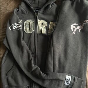 Ford Charcoal Zip Hoodie with Logo Accents